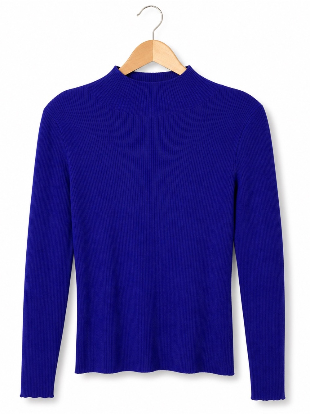 Escada Vibrant Purple Ribbed Mock Neck Sweater Size Small Luxe Timeless